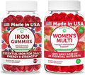 Lunakai USA Made Iron Gummies + Women’s Multivitamin Gummies Bundle – Naturally Flavored Non-GMO – 60ct Each