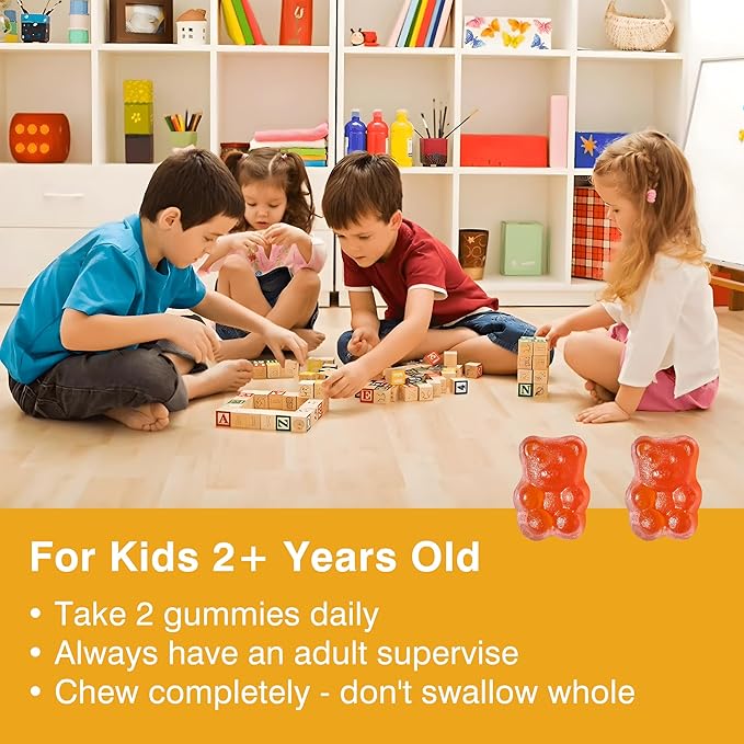 Kids Multivitamin Gummy - for Growing Health &amp Vitality | 2 Pack (180 Gummies Total) | Lemon Orange Cherry Flavors | Packed with Pantothenic Acid Folic Acid Zinc Iodine &amp Biotin