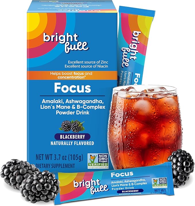 Focus Sugar Free Drink Mix with Ashwagandha Lion’s Mane &amp B Vitamins BlackBerry 21 Day Supply Sleep Aid with Melatonin &amp Herbs Cherry 32 Chewable Tablets