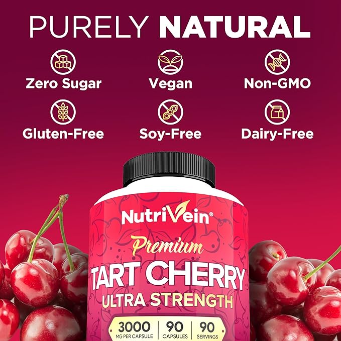 Nutrivein Premium Ashwagandha Capsules &amp Tart Cherry Capsules Bundle: High-Absorption Tart Cherry Extract and Ashwagandha Supplements for Recovery Balance and Vitality