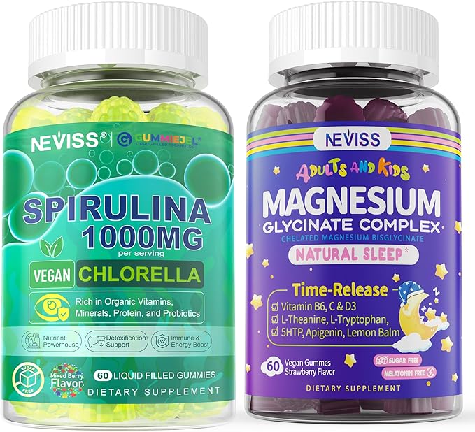 Magnesium Glycinate Spirulina &amp Chlorella Gummies 2 Pack