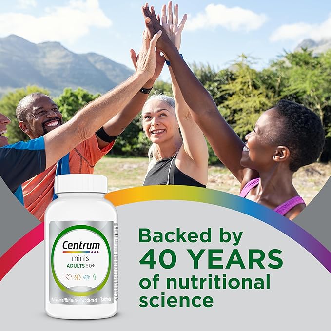 Centrum Minis Silver Multivitamin for Adults 50 Plus Multimineral Supplement Vitamin D3 B-Vitamins Gluten Free Non-GMO Ingredients Supports Memory and Cognition in Older Adults - 320 Ct