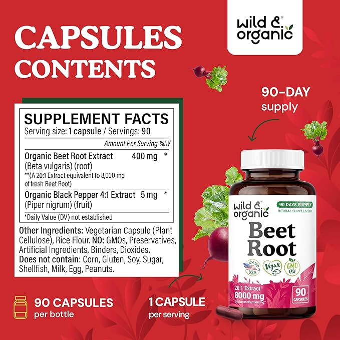 Wild &amp Organic Grape Seed Extract 90 Capsules &amp Beet Root 90 Capsules