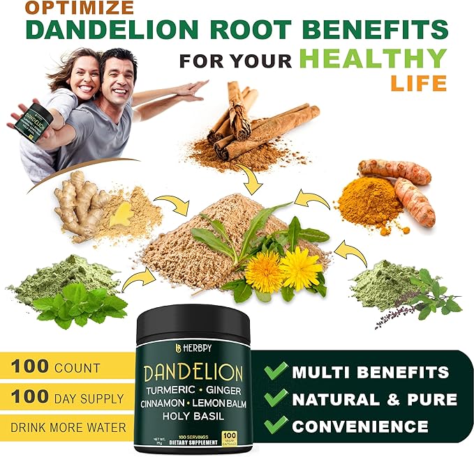 Bundle 6in1 Dandelion Supplement &amp 6in1 Beet Root Capsules - Support Digestive Immune and Heart Health