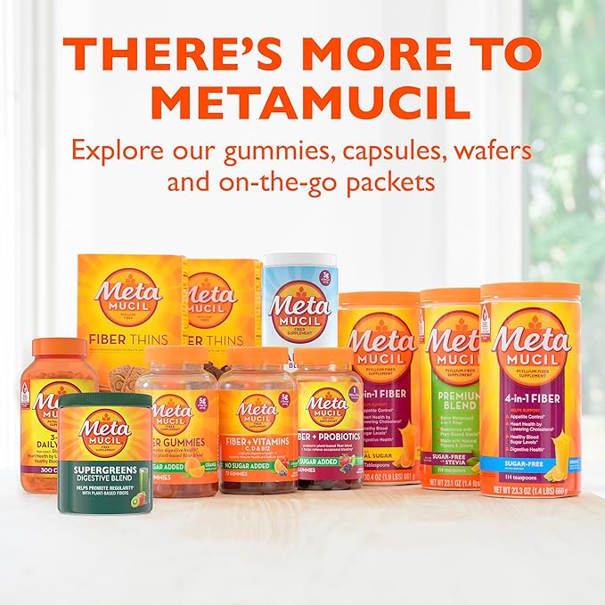 Metamucil Greens SuperFood Powder Fiber Supplement for Digestive Health* and Regularity* Gluten Free Plant-Based Stevia Great Taste Kiwi Apple Flavored 3g Dietary Fiber per Serving 42 Servings