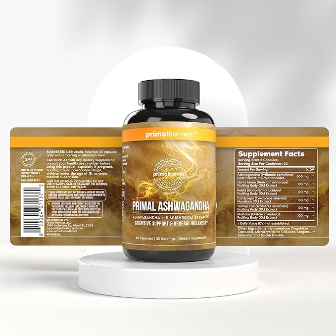 Primal Harvest Daily Two-Step Routine | Ashwagandha + Multivitamin | 2 Pack | 30 Day Supply