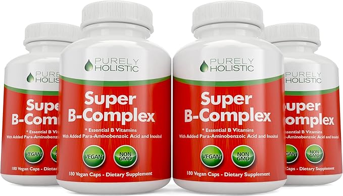 Vitamin B Complex - 8 Super B Complex Vitamins with Choline &amp Inositol Vitamins B1 B2 B3 B5 B6 B8 B9 &amp B12 - B100 Complex - 180 Vegan Capsules - 6 Month Supply - Made in The USA
