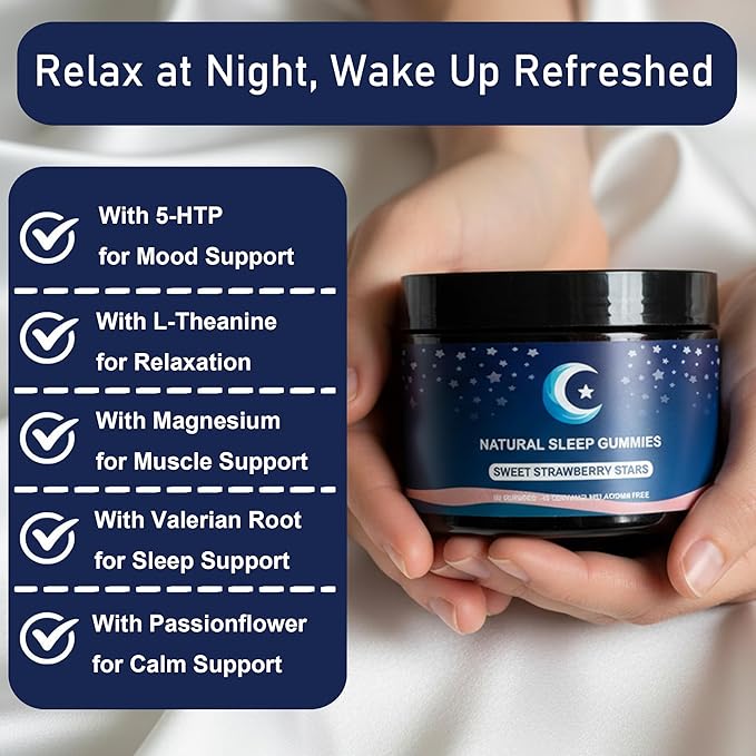 ZAYMAN Melatonin Free Sleep Gummies Natural Sleep Aid Gummies with L-Theanine Magnesium Glycinate Valerian Root Passionflower - Sugar Free Strawberry Flavor Vegan 60 Count