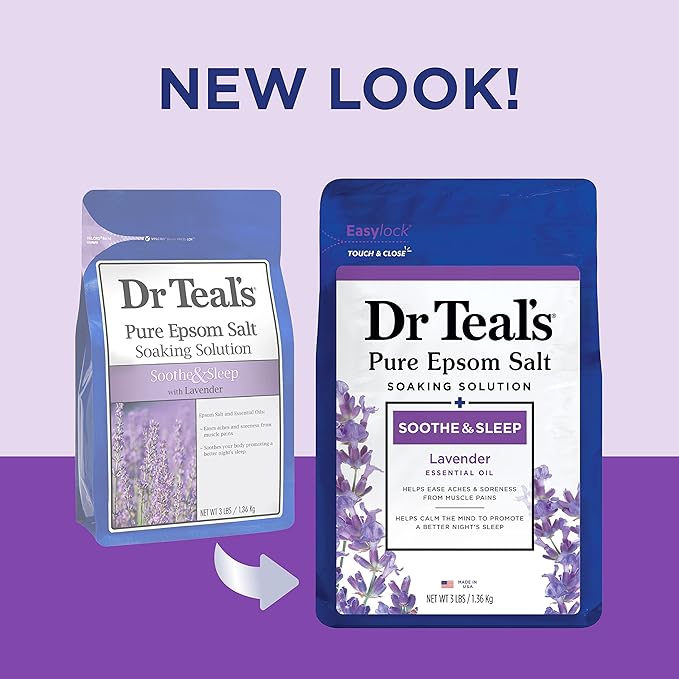 Dr Teal's Sleep Spray with Melatonin &amp Essential Oil Blend (Pack of 3) &amp Epsom Salt Soaking Solution Soothe &amp Sleep Lavender 3lbs