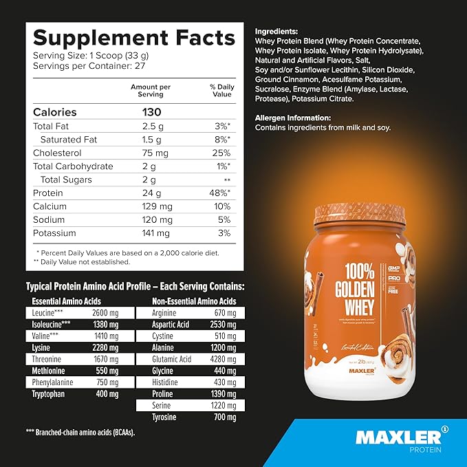 Maxler 100% Golden Whey Cinnamon Bun and Raspberry Cheesecake Bundle