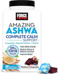 Force Factor Amazing Ashwa Complete Calm Support with KSM-66 Ashwagandha Like Ashwangandha Gummies to Promote Calm &amp Relaxation with Magnesium &amp L-Theanine Blueberry Pomegranate 60 Soft Che