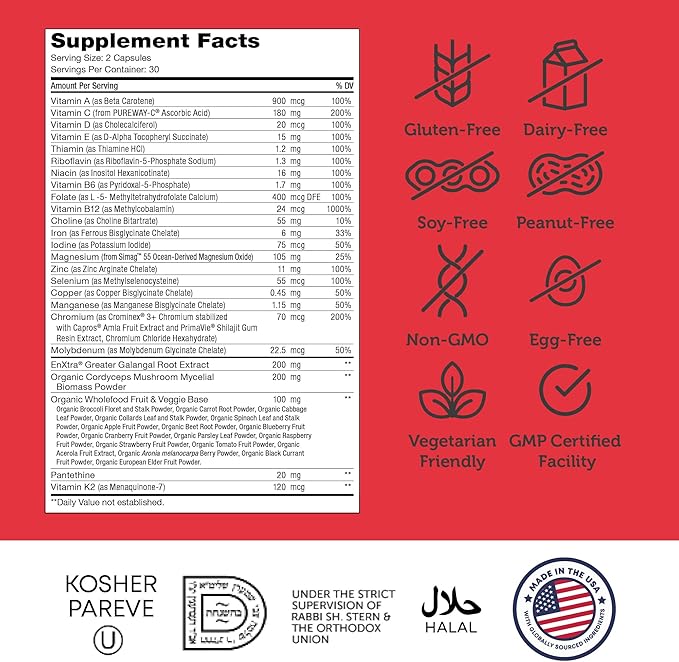 Zahler - Daily Multivitamin for Women &amp Men with Energy Vitamins Minerals &amp Iron (60 Count) Kosher Men &amp Womens Multivitamins for Healthy Energy - Multi Vitamins for Adults - Made in USA