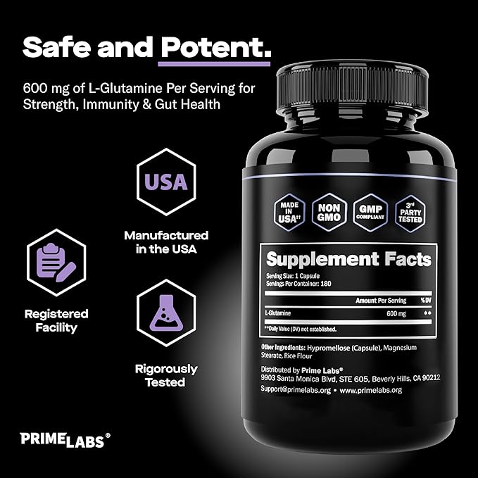 Prime Labs Creatine Monohydrate (120 ct) + L Glutamine (180 ct)