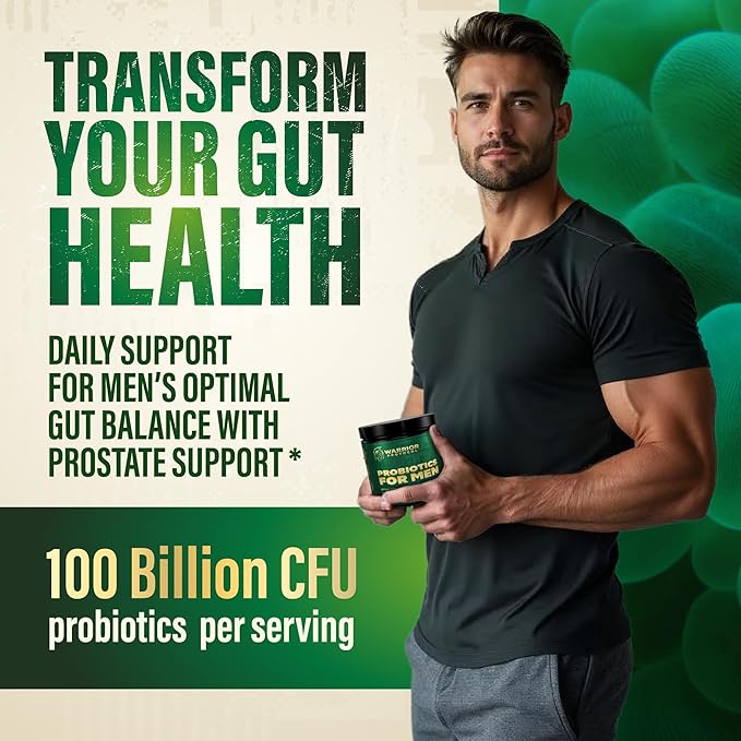 Probiotics for Men with Prebiotics - Men Probiotic Supplement for Digestive Health Gut Health Immune Health Bloating and Prostate Care - Strains Shelf Stable Gluten &amp Soy Free 60 capsules.