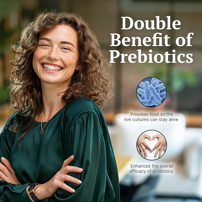 Mega-Strain 50 Billion CFU Probiotics + Prebiotics 30 Caps Probiotics for Women &amp Men - Maintain Good Flora Probiotic &amp Digestive Health - No Refrigeration Required Probiotics Lactobacillus Rh