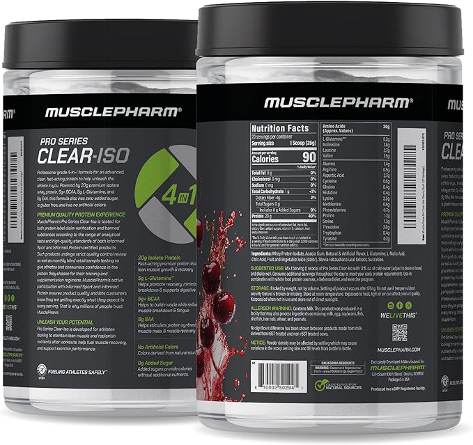 Muscle Pharm Pro Series Clear-ISO a Whey Protein Isolate Powder a Cherry Slush (20 Servings)