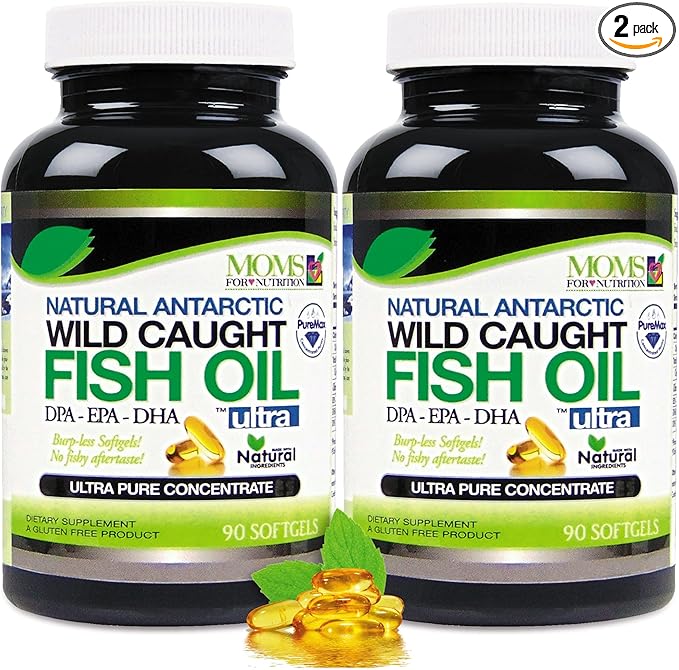 (Pack of 2) Wild Caught Omega 3 Fish Oil DPA-EPA-DHA 2900 Milligram Fish Oil Supplement 180 Softgels