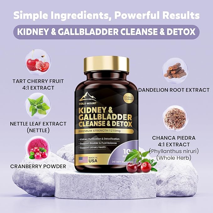 Magnesium Potassium Vitamin D3 K2 10000IU Supplement and Kidney &amp Gallbladder Cleanse Detox &amp Repair Supplement