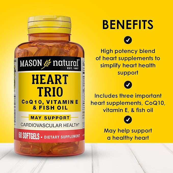 MASON NATURAL Heart TrioCo Q10 Vitamin E &amp Fish Oil 3 Month Suppy Supports Normal Heart Health 3 Pack