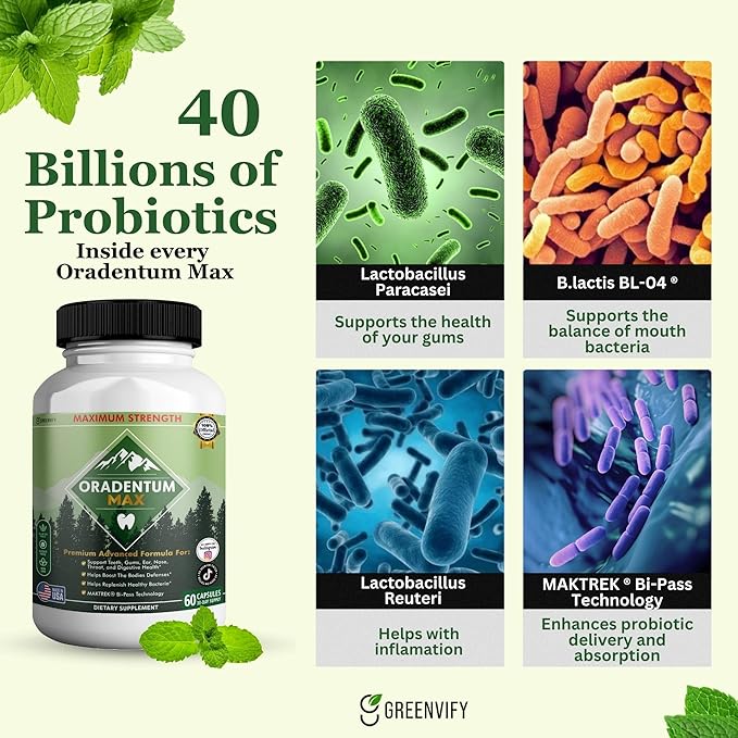 Oradentum Max Probiotic Supplement 40 Billion CFU 60 Capsules 30 Day Supply (2)