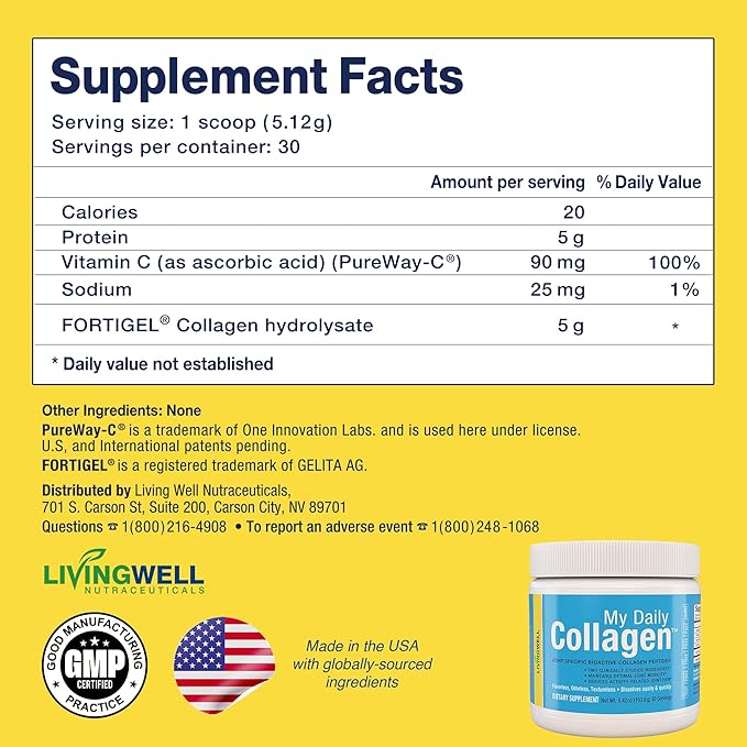 Premium Collagen Peptides Type 1 &amp 3 Collagen Powder - Hydrolyzed Bovine with Protein &amp Vitamin C – Unflavored Powdered Peptides Protein for Men and Women Joint &amp Cartilage Health – 30 Ser