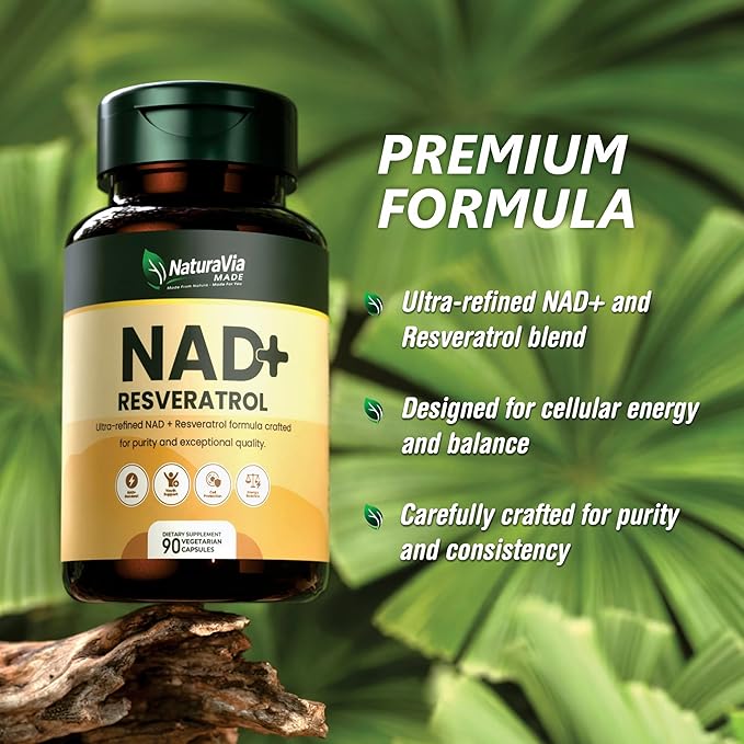 Nicotinamide Riboside Supplement with Resveratrol &amp Quercetin – 900mg Multi-Ingredient Blend – Supports NAD Levels – 90 Vegan Capsules – Made in USA