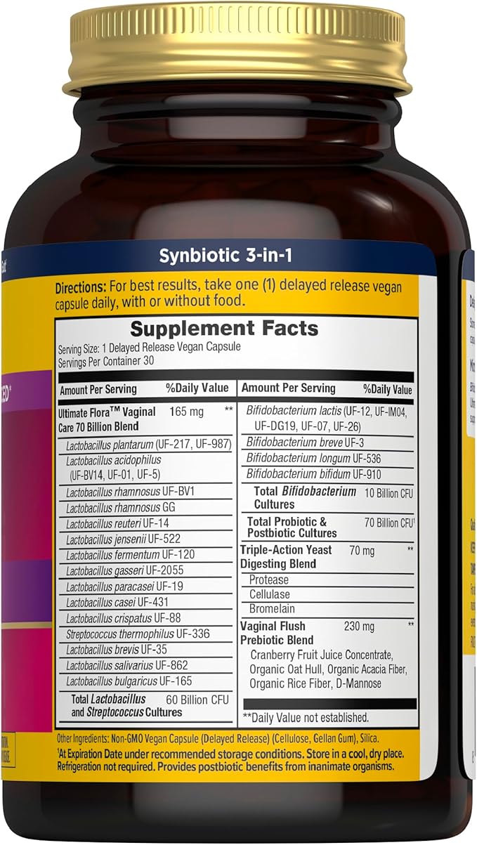 Renew Life Ultimate Flora Probiotics for Women 70 Billion CFU Delayed Release Vegan Capsules | Doctor Formulated | Vaginal | Digestive Health | Immune Health | Dairy Free | 30 Count