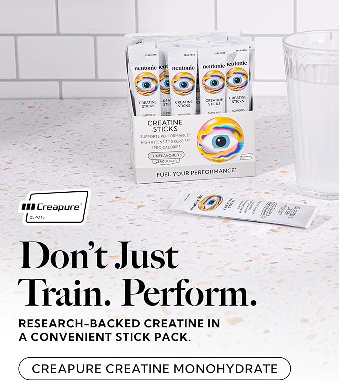 Neutonic Creatine Monohydrate | Unflavored | Premium Micronized Creapure Creatine Powder | Supports Strength and Power | Zero Calories Zero Sugar Vegan | Convenient Single-Serve Packets | 30 Sticks