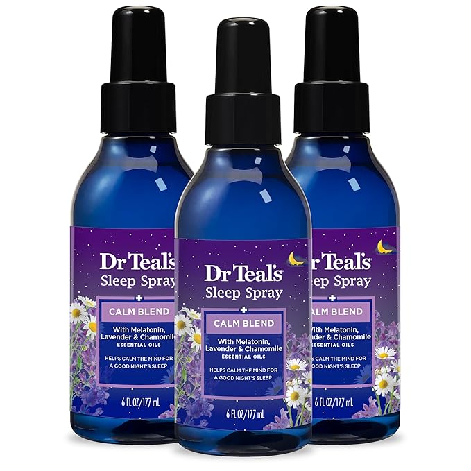Dr Teal's Sleep Spray with Melatonin &amp Essential Oil Blend (Pack of 3) &amp Epsom Salt Soaking Solution Soothe &amp Sleep Lavender 3lbs