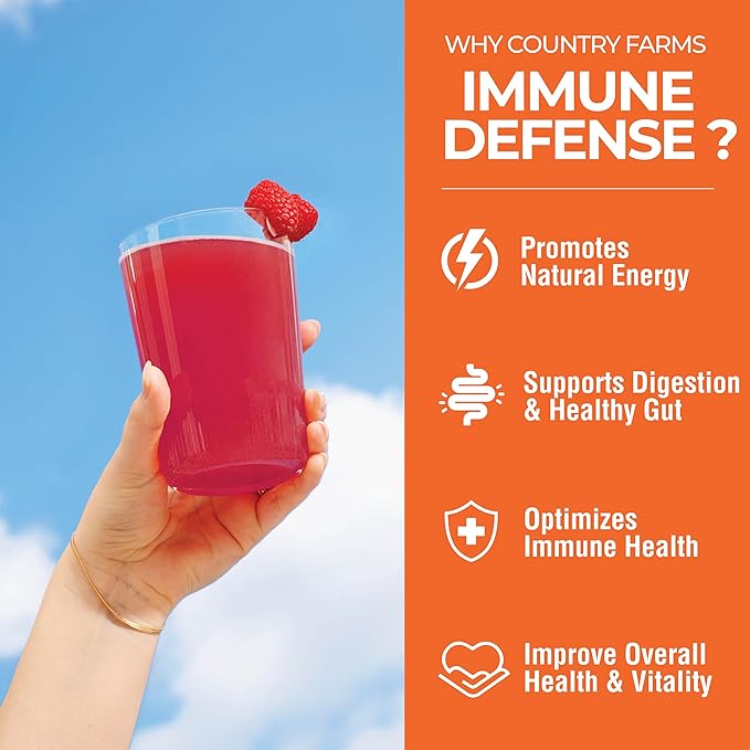 COUNTRY FARMS Immune Defense Superfoods Immune Support Supplement Vitamin C with Black Elderberry Echinacea Turmeric Supports Hydration with Probiotics and Prebiotics Berry Flavor 40 Servings