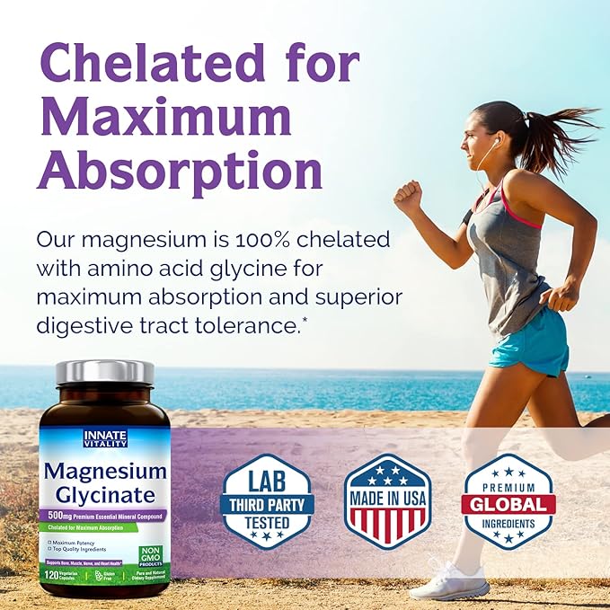 Innate Vitality Magnesium Glycinate 500mg 120 Capsules and 4 in 1 Magnesium Complex 240 Vegan Capsules