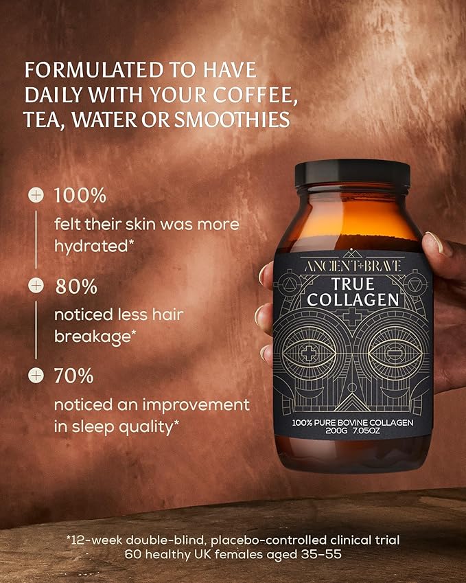 Ancient + Brave True Collagen Powder 7.05oz (Ap 33 Servings) EU Grass Fed Collagen Peptides Highly Absorbable Protein Powder Supplements for Women Supplement for Hair Skin and Nails