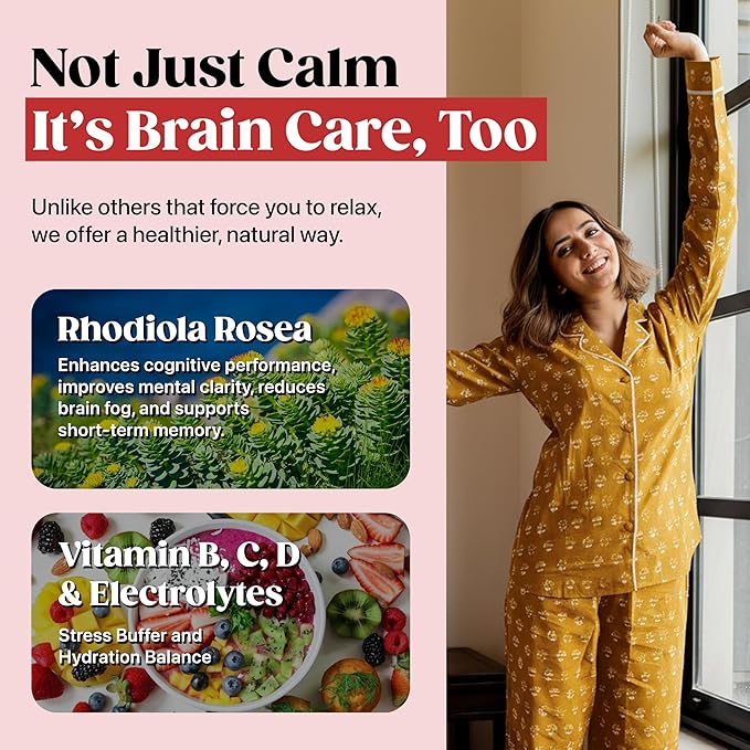 Supercalm Powdered Drink Mix Cortisol Reducer and Sleep Aid with Kava Root Ashwagandha L-Theanine Magnesium Glycinate Lemon Balm Rhodiola Vitamin D3 &amp B6 Vegan Non-GMO 20 Packets