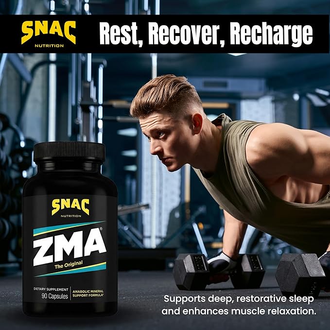 SNAC ZMA The Original Sleep &amp Recovery Supplement - Supports Muscle Recovery Restful Sleep Relaxation Stress Relief and Immune Support with Magnesium Zinc &amp Vitamin B6 90 Veggie Capsules