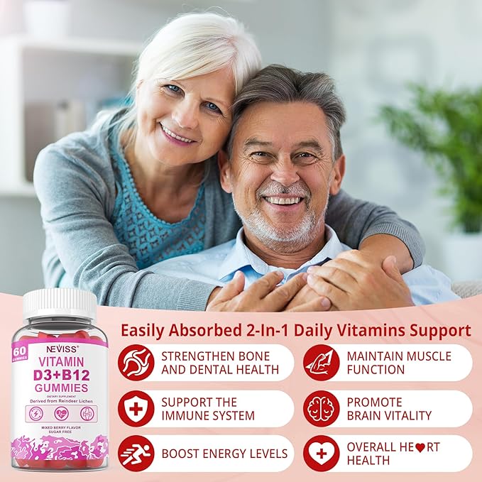 NEVISS Melatonin Vitamin D3 + Vitamin B12 Gummies