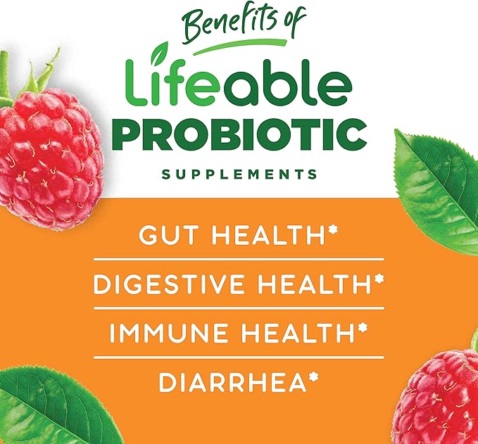 Lifeable Probiotic 2 Billion CFU Kids + Vitamin C Kids Gummies Bundle - Great Tasting Vitamin Supplement Gluten Free GMO Free Chewable Gummy