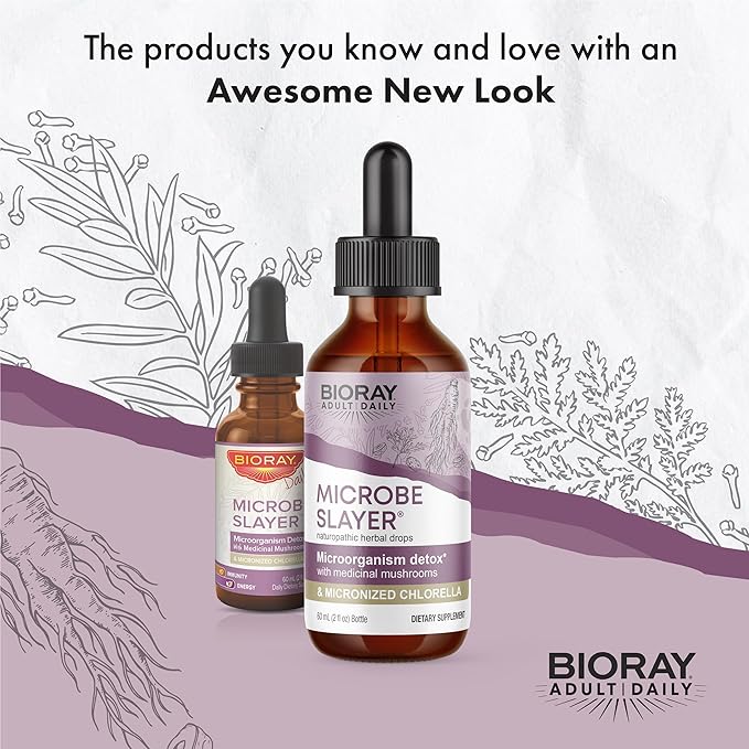 BIORAY Daily Microbe Slayer - 2 fl oz - Promotes Balance of Intestinal Microbes &amp Nourishes the Liver - Non-GMO Vegetarian Gluten Free