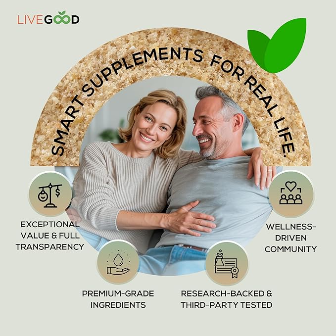 LIVEGOOD Organic Fiber Powder with Agave Inulin Psyllium Husk Pea Fiber 10 Plant-Based Sources for Digestion Detox Gut Support and Daily Wellness Organic Fiber Supplement (30 Servings)