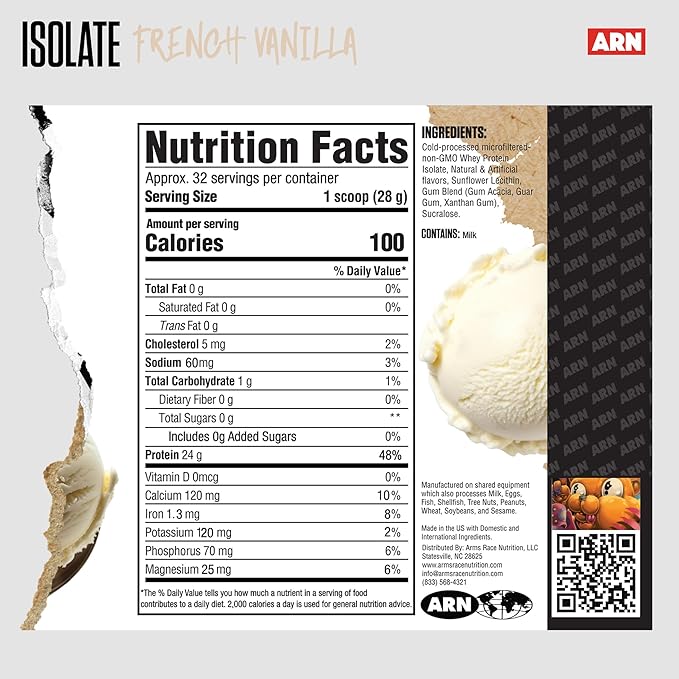Arms Race Nutrition | ARN | Isolate Whey Protein (32 Servings French Vanilla)