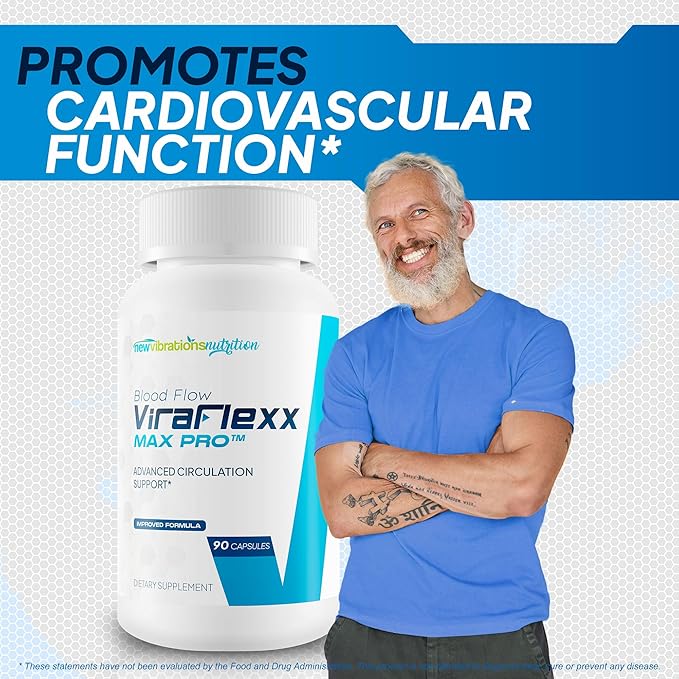 ViraFlexx Max Pro - Improved Circulatory Health Formula - Our Best Nitric Oxide Blood Flow Supplement For Men - Mens Blood Circulation Pills For The Head - Advanced Blood Flow Vasodilator Supplements