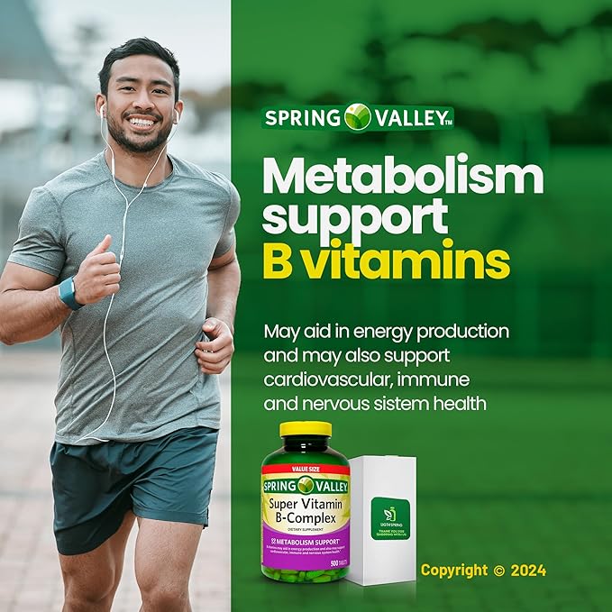 Super B-Complex Tablets 500 Count Dietary Supplement (2 Pack) with Exclusive Vitamins &amp Minerals A to Z - Better Ligth&ampSpring Guide (3 Items)