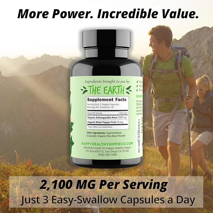 Happy Healthy Hippie Zen Again Cortisol Manager &amp Organic Ashwagandha Capsules