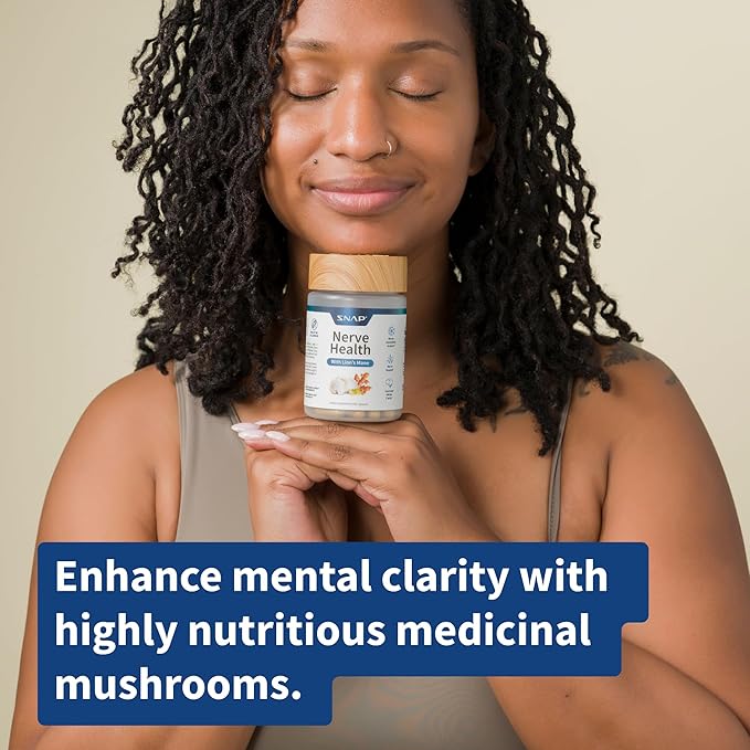 Snap Supplements Nerve Health Support with Lion’s Mane Organic Turmeric &amp Herbs – Supports Mental Clarity Memory Focus &amp Nerve Function – 60 Capsules