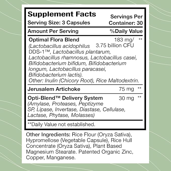 Optimal Health Systems Flora Plus | Ultimate Intestinal &amp Digestion Health | 9 Patented Probiotics + Artichoke + Opti-Blend System | 90 Capsules