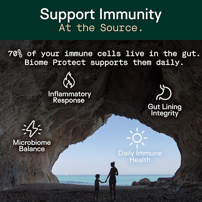Adapt Naturals 4-in-1 Biome Protect Prebiotics Probiotics Supplement Postbiotics &amp Polyphenols for Microbiome Gut Health &amp Defense for Women &amp Men 60 Day Supply