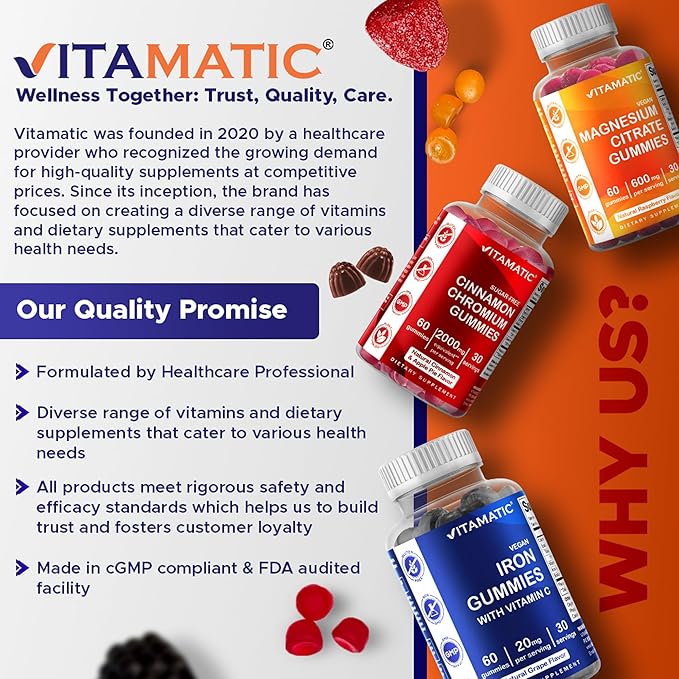 Vitamatic Biotin Gummies 10000 mcg for Stronger Hair Skin &amp Nails - 60 Vegan Gummies - Also Called Vitamin B7 (3 Bottles)