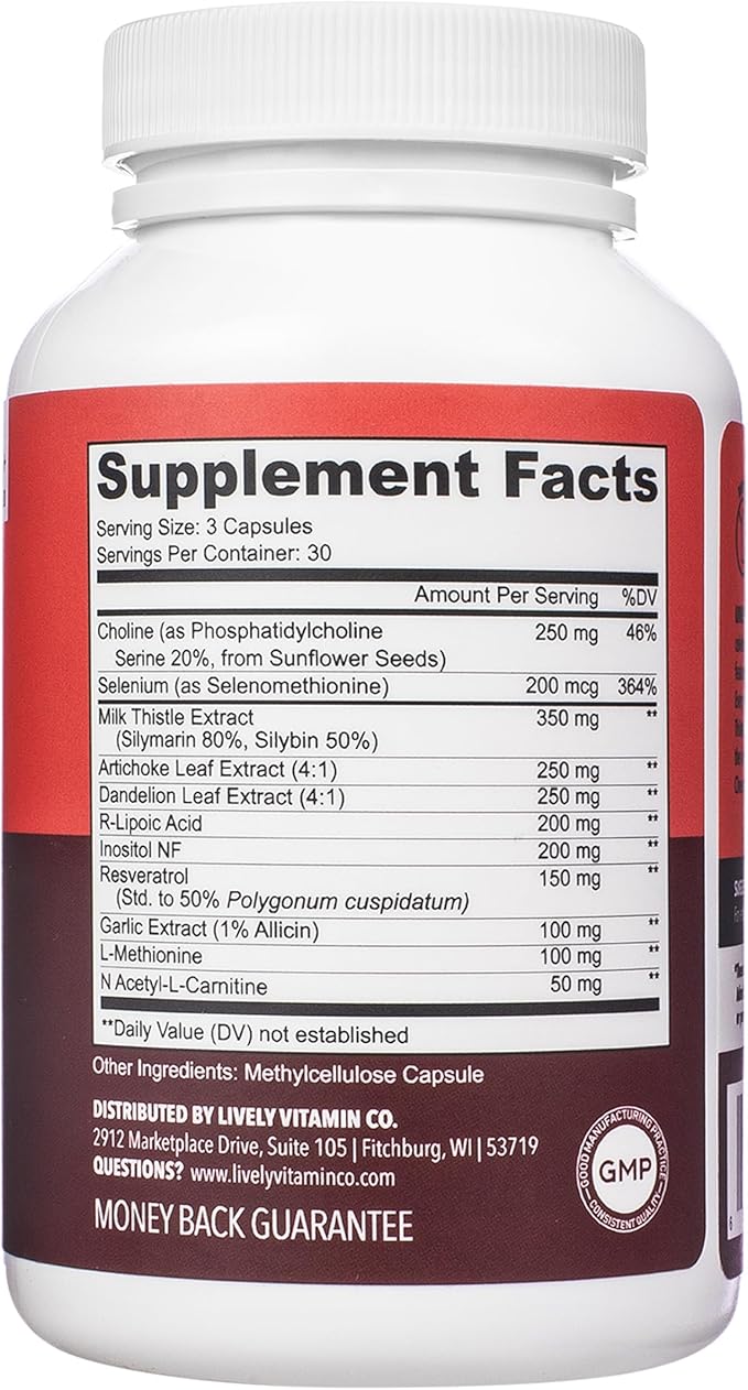 LIVELY VITAMIN CO. Viva La Liver - Improved Function - Liver Cleanse - Detox - Eliminate Toxins &amp Waste - Cognitive Brain Function - Immune Support - Mental Clarity - 90 Capsules