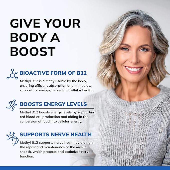 aSquared Nutrition Vitamin B12-5000 MCG Supplement with Methylcobalamin (Methyl B-12) - Max Strength Vitamin B 12 Support to Help Boost Natural Energy Benefit Brain &amp Heart Function - 120 Tablets
