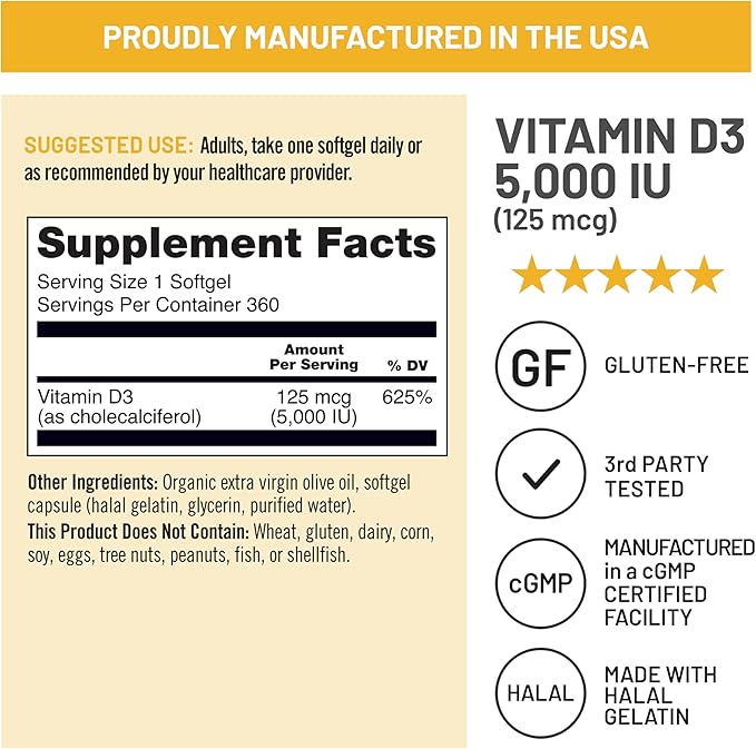 NatureWise [1] Vitamin D3 5000iu + Organic Olive Oil - 360 Mini Softgels[360-Day Supply] + (Pack of 2) Omega3 Fish Oil 1000mg + Vitamin E - Wild-Caught - 360 Softgels[180-Day Supply]