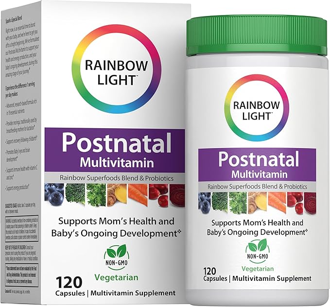 Rainbow Light Postnatal Multivitamin for Women | 120 Capsules | Supports Mom’s Health &amp Baby’s Development Plus Immune Health with Vitamin C and Zinc | Superfoods Blend &amp Probiotics